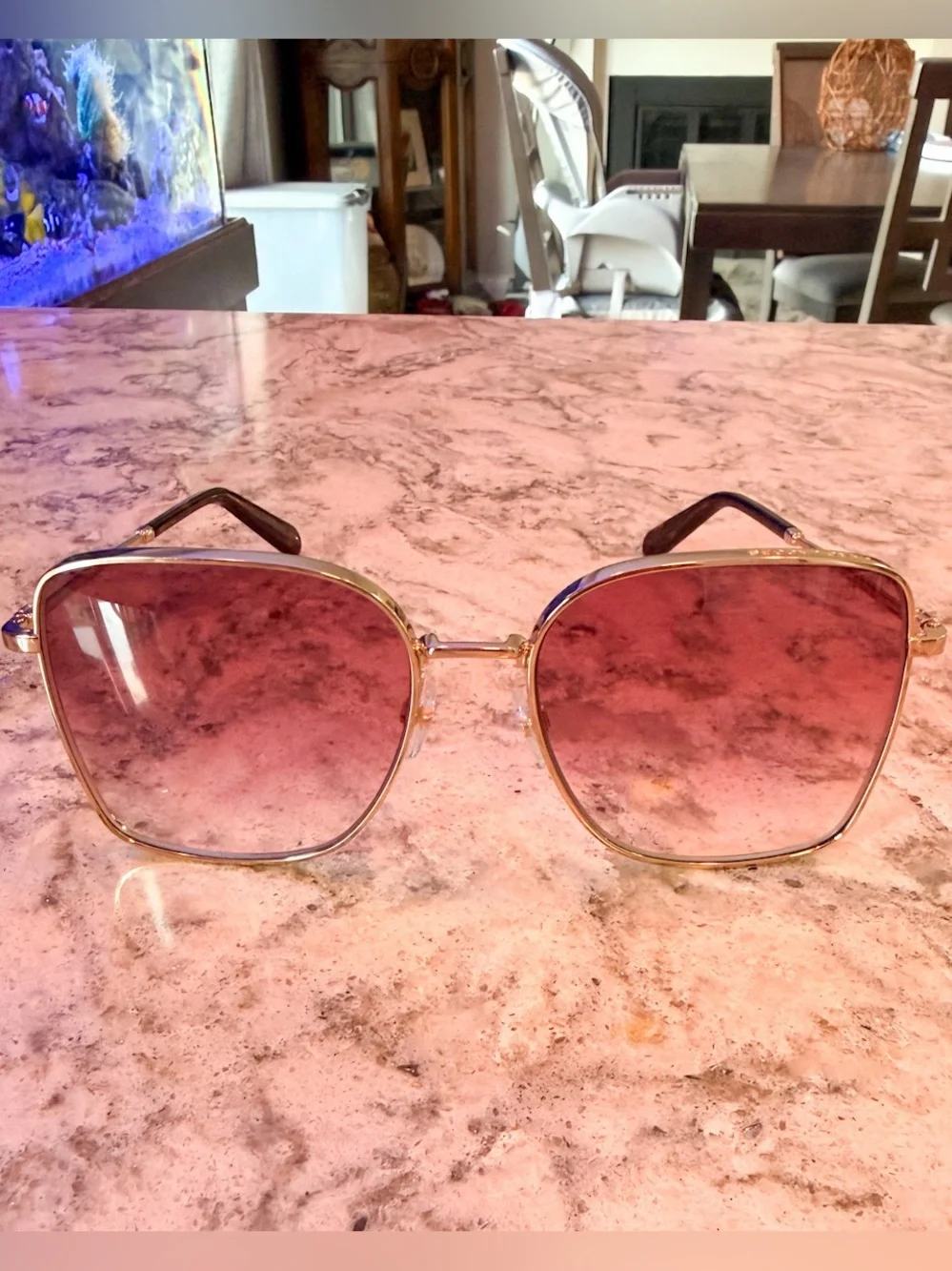 marc jacobs marc metal square sunglasses gold violet/pink doubleshade size 58 fr